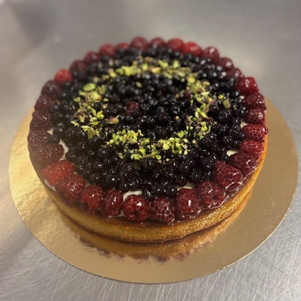 Hallon och blåbärstartlette